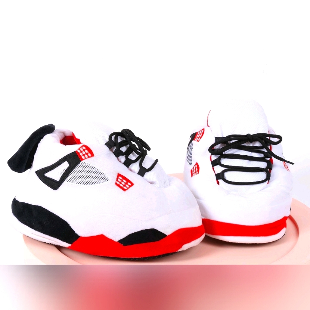 White and Red Sneaker Slippers
